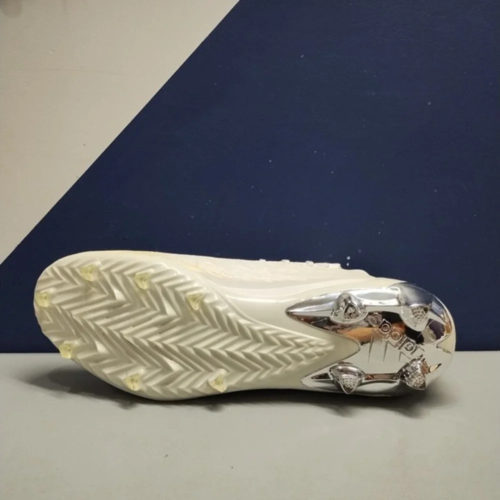 Adidas Adizero Primeknit Football Cleats Men 18 White Tan Slip Resistant Lace-Up